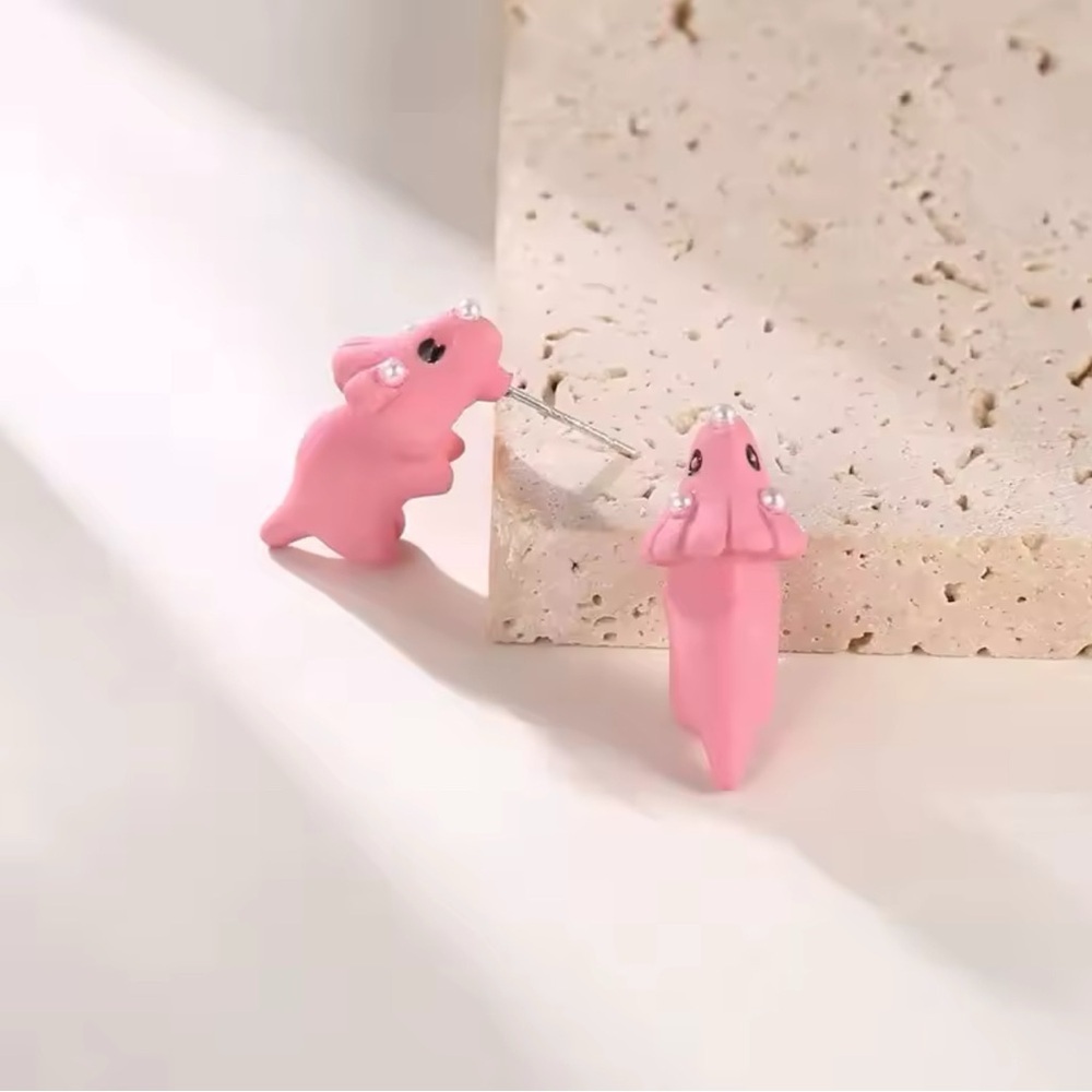 Cute Pink Dinosaur Earrings